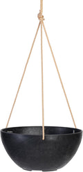 Root & Vessel Self Watering Hanging Planter for Indoor or Outdoor Plants, Unique Marbled Hanging Basket Made of Eco-Friendly Blend of Stone & Plastic, Black, 12"
