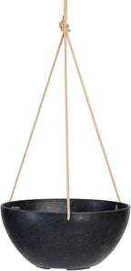 Root & Vessel Self Watering Hanging Planter for Indoor or Outdoor Plants, Unique Marbled Hanging Basket Made of Eco-Friendly Blend of Stone & Plastic, Black, 12"