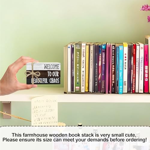 Ycyfckdr Decorative Wood Book Stack for Home, Welcome to Our Beautiful Chaos, Rustic Table and Living Room Bookshelf Farmhouse Decor (L66) - color: Welcome 2