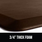 GORILLA GRIP Comfortable Cushioned Kitchen Mats for Floor, Waterproof and Stain Resistant Soft Top, 3/4 Inch Thick Ergonomic Standing Desk Anti Fatigue Mat, Foam Supports Ankles and Feet, 17x24, Brown