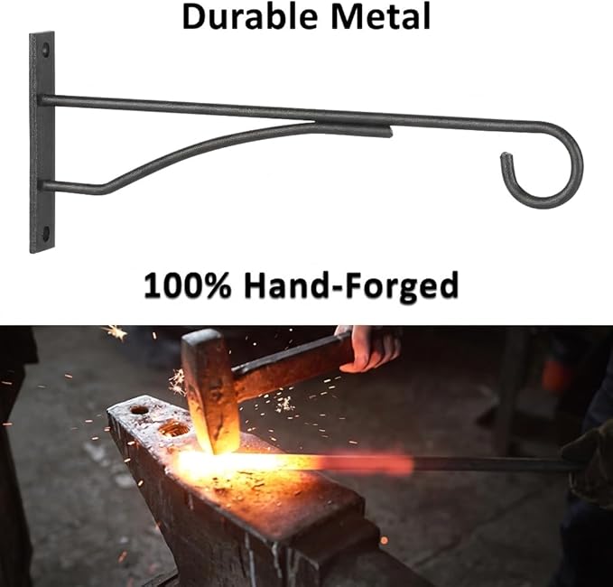 8" Plant Hangers 6 Pack, Hanging Plant Bracket for Wall Fence Porch Outdoor Indoor, Metal Plant Hooks for Basket, Flower, Planter, Feeder, Lantern, Wind Chime