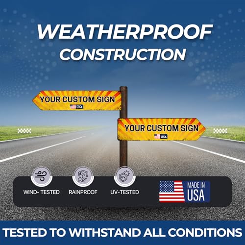 Custom Left Arrow Metal Sign by DC - Personalized Directional Sign with Your Photo, Text or Logo | Rust-Free Metal Display for Indoor & Outdoor Use | Weatherproof Arrow | Made in USA | Multiple Size - color: Metal Arrow Sign - Left Custom