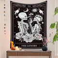 Naykow Skull Tapestries Black and White Skeleton Gothic Grunge Dark Witchy Wall Hanging Decor Tapestry for Bedroom Aesthetic Alt Room (70x90 inches vertical) - size: 90"L x 70"W