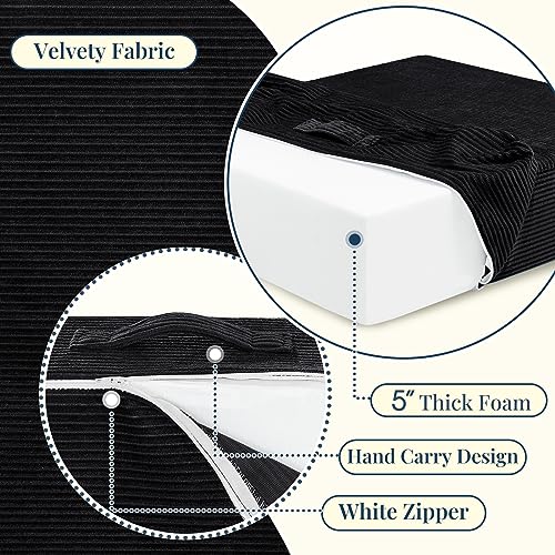 Wellsin Solid Square Floor Pillows for Adults Kids - Large Meditation Floor Pillow Seating Cushion with Thick Foam & Washable Velvet Cover, 2 Pack, 22x22x5 Inch, Black - color: Black, size: 2 Pack (22"x22")