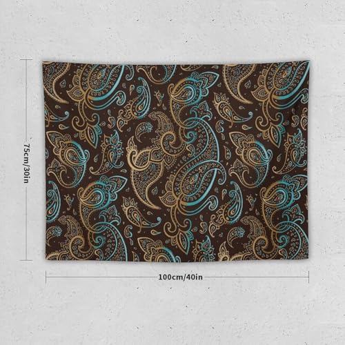 KANEPE Boho Tapestry Vintage Paisley Beautiful Golden Blue Pattern Wall Hanging Tapestries Home Decor for Living Room Bedroom Apartments Farmhouse Dorm,40inx30in (102×76cm)【Small】 - color: Boho-7, size: 40Wx30L