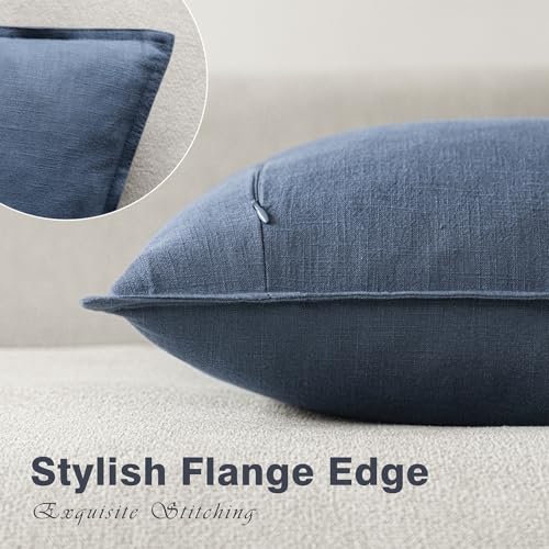 Foindtower Pack of 2, Decorative Linen Solid Throw Pillow Covers Soft Accent Euro Cushion Case Farmhouse Neutral Pillowcase for Chair Couch Sofa Bedroom Living Room Home Decor 16 x 16 Inch Dark Blue - color: Blue Ashes, size: 16" x 16" (Pack of 2)