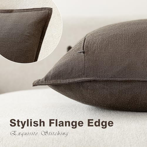 Foindtower Pack of 2, Decorative Linen Solid Throw Pillow Covers Soft Accent Cushion Case Boho Farmhouse Neutral Pillowcase for Couch Sofa Bedroom Living Room Home Decor 16 x 16 Inch Reddish Brown - color: Reddish Brown, size: 16" x 16" (Pack of 2)