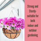 LaLaGreen Hanging Planter for Outdoor Plants (16 Inch, 2 Pack) Hanging Baskets with Coco Liner, Black Metal Wire Flower Basket Pots with Hook Hanger Balcony Porch Farmhouse Country Style Garden Decor - size: 16" x 2 Pack