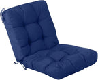 QILLOWAY Outdoor Seat/Back Chair Cushion Tufted Pillow, Spring/Summer Seasonal All Weather Replacement Cushions. (Navy)