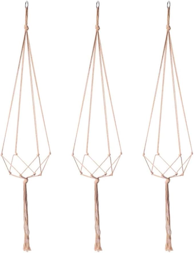 3 Pack Macrame Plant Hanger, Handmade Cotton Rope Plant Hangers Set with Tassel Countyard Indoor Outdoor Flower Pot Plan-t Hanger Home Decor for Indoor Outdoor(Color:Primary)