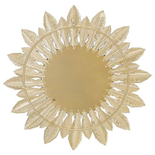 CHICIRIS Modern Minimalist Sunburst Metal Wall Mirror 16.1 Inch Round Decorative Cosmetic Mirror for Bedroom Bathroom Living Room Office
