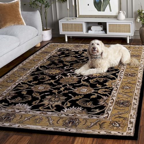 SAFAVIEH Classic Collection 6' x 9' Black / Gold CL252A Handmade Traditional Oriental Premium Wool Area Rug - size: 6' x 9' (Rectangular)