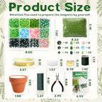 GUJYUYIF Green Glass Beads Kit with Rattan Basket,Beaded Plant Kit Plant Beaded Crystal Glass Leaf Flower Glass Bead for Succulent Plant Making and DIY Crafts - color: Terracotta Pot