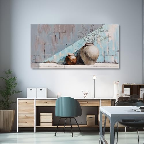 Home Decor Framed Art Modern Art Wall Decor Blue Wall Art Vintage Farmhouse Wall Art Vase Painting for Bedroom Living Room Decoration Home Kitchen Office 20" X 40" - color: Blue, size: 40"L x 20"W