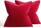 MIULEE Red Velvet Throw Pillow Covers 18x18 Soft Decorative Solid Square Cushion Cases Pack of 2 Modern Luxury Home Decor for Couch, Sofa, Bedroom