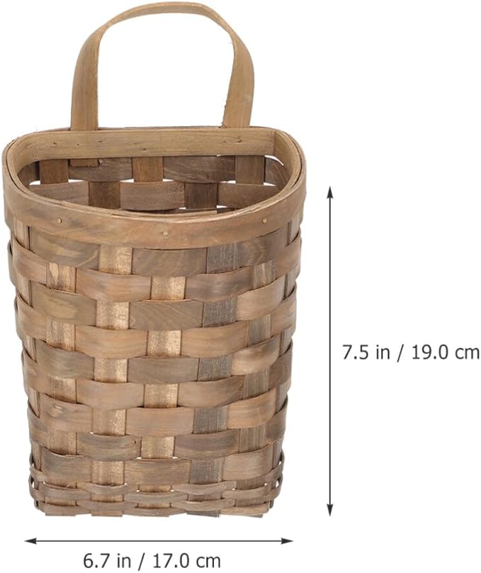 Cabilock Wall Hanging Woven Basket 7.48X6.69X5.31In Multi-Functional Storage Organizer for Kitchen Sundries Flower Holder and Fruit Vegetable Basket Space-Saving Wall Mounted