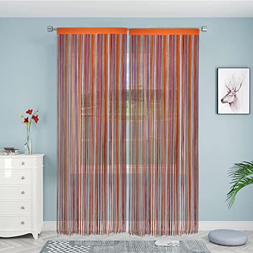 HSYLYM Spaghetti String Curtains for Doorways Privacy Door Frame Tassel Hippy Wall Kitchen Hallway Boho Fringe Curtain Hanging Door Room Dividers Decor 1 Panel（39×110in/100×280cm,Multicolor） - color: Multi Color, size: 39"W x 110"L (Pack of 1)
