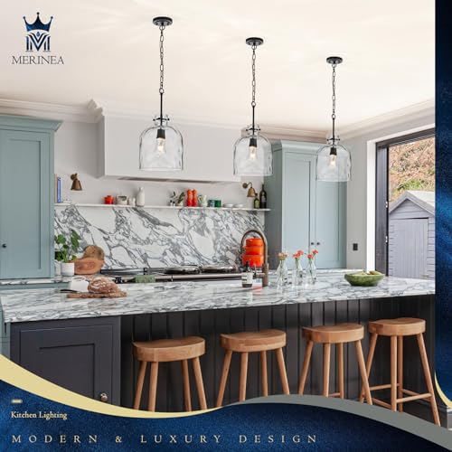 Modern Black Glass Pendant Light – 10-Inch Wide Single Dome Light Fixture, 1-Light E26 Ceiling Hanging Lamp for Kitchen Island, Dining Room, Hallway - color: Black-Medium