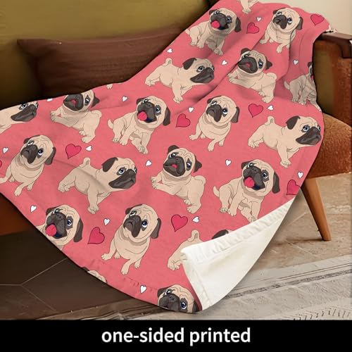 Throw Blanket for Couch, 300GSM Warm Soft Cozy Flannel Blanket, Cute Blanket for All Seasons Bedroom Home Decor Gifts, Pink Funny Dogs 50x60 Inches - color: Pink Funny Dogs