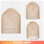 Arturesthome 1 Light Wicker Bell Pendant Lamp, Design Basket Rattan Woven Pendant Light Shades, Handmade Hanging Ceiling Lights Crafts Lampshade 16.5"*20.8" - size: W 16.5" * H20.8"