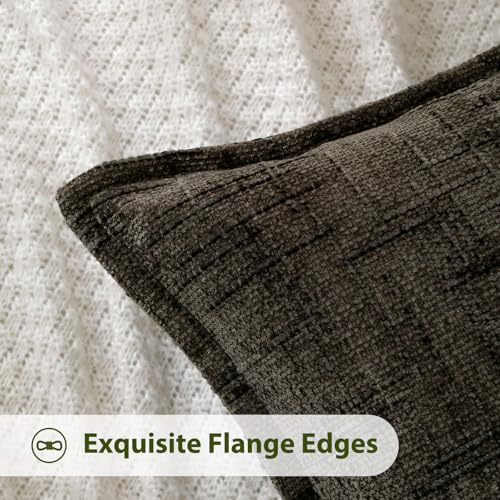 HPUK Fall Chenille Soft Throw Pillow Covers 18x18 Set of 2, Accent Cushion Covers for Living Room, Bedroom, Decorative Solid Color Pillow Covers for Couch, Sofa, Chair, Charcoal - color: Chenille-charcoal, size: 18" x 18" (Pack of 2)
