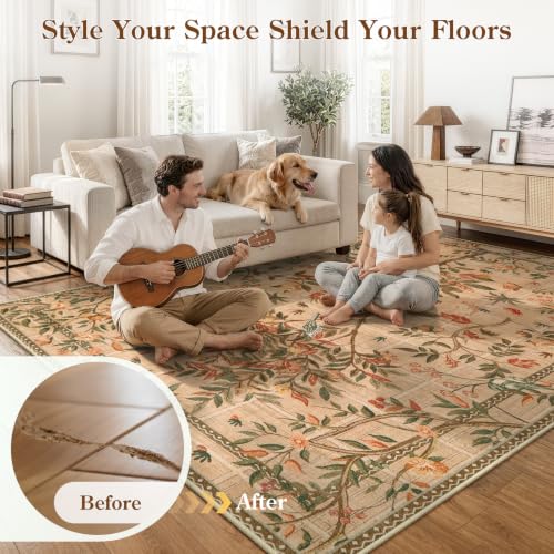 Morebes Boho Floral Runner Rug Non Slip, Washable Flower Long Bathroom Rugs Runner 2x6, Soft Botanical Flower Birds Indoor Throw Carpet for Entryway Hallway Bedroom Laundry Room, Brown - color: Brown, size: 2' x 6' (Rectangular)