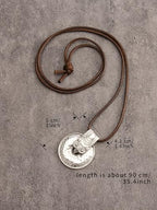 Leather Necklace for Women Long Boho Pendant Hippie Choker Necklace Bohemian Layered Leather Rope Wooden Jewelry Gifts - style: Boho Silver Pendant