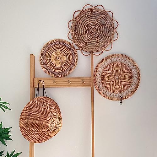 Ochine Woven Wicker Rattan Wall Basket, Farmhouse Boho Wall Decor, Round Boho Wall Basket for Living Room, Bedroom - color: B