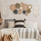 Tatuo 11 Pcs Boho Wall Basket Decor Bulrush Woven Wall Hanging Art Round Farmhouse Rustic Handmade Wicker for Summer Home, Bedroom, Living Room, Kitchen Decorations, Multi Sizes(Flower) - style: Flower