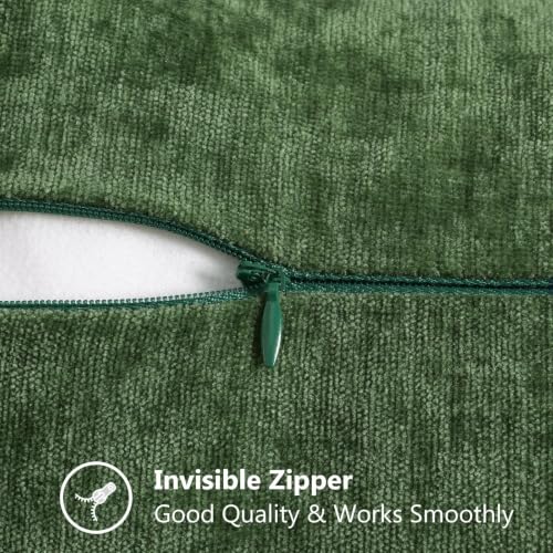 decorUhome Chenille Soft Cozy Throw Pillow Covers 12x12 Set of 2, Modern Farmhouse Boho Velvet Decorative Pillow Cases with Stitched Edge for Couch Sofa Bed Home Decor, Forest Green - color: Forest Elf, size: 12" x 12" (Pack of 2)