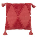 SARO LIFESTYLE Allman Collection Tufted Diamond Tassel Throw Pillow with Down Filling, 18", Rust - color: Rust, size: 18" Down