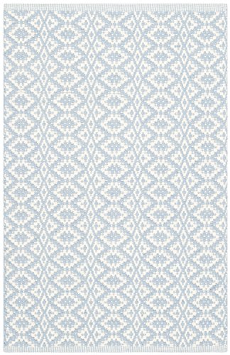 SAFAVIEH Montauk Collection Accent Rug - 2'3" x 3'9", Ivory & Light Blue, Handmade Cotton, Ideal for High Traffic Areas in Entryway, Living Room, Bedroom (MTK716B) - color: Ivory/Light Blue, size: 2'3" x 3'9" (Rectangular)