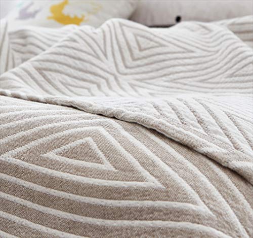 MEJU Muslin Crey Checks Stripes Triange Reversible Throw Blanket for Bed Sofa Couch 100% Combed Cotton 3 Layer Soft Warm Quick Dry Bedspread Throw Blanket Bed Coverlet Sheet Twin 60 in x 80 in - color: Check2 Gray, size: Twin 60 in x 80 in