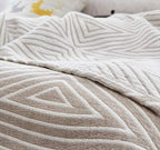 MEJU Muslin Crey Checks Stripes Triange Reversible Throw Blanket for Bed Sofa Couch 100% Combed Cotton 3 Layer Soft Warm Quick Dry Bedspread Throw Blanket Bed Coverlet Sheet Twin 60 in x 80 in - color: Check2 Gray, size: Twin 60 in x 80 in