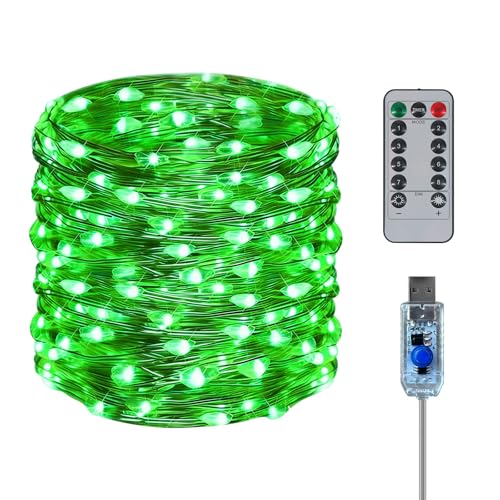 Twinkle Fairy Lights 8 Modes with Remote and Timer 33ft 100LED USB Plug in String Lights Waterproof String Lights for Bedroom Indoor Wreath Party Wedding Christmas Decoration, Green - color: Green, size: 1 Pack