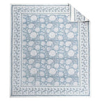 Levtex Home - Adare Blue - Throw - Bordered Floral - Blue, Navy and White - Quilted Throw (50x60in.) - Cotton - color: Blue