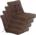 QILLOWAY Outdoor Seat/Back Chair Cushion Tufted Pillow, Spring/Summer Seasonal Replacement Cushions - Pack of 4 (Coffee)