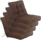 QILLOWAY Outdoor Seat/Back Chair Cushion Tufted Pillow, Spring/Summer Seasonal Replacement Cushions - Pack of 4 (Coffee)