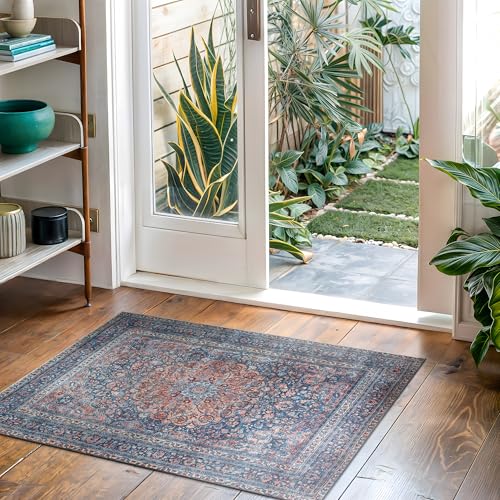 Bloom Rugs Washable Non-Slip 2' x 3' Rug - Multicolor Traditional Medallion Area Rug for Living Room, Bedroom, Dining Room, and Kitchen - Exact Size: 2' x 3' - color: Multi Color, size: 2' x 3' (Rectangular)