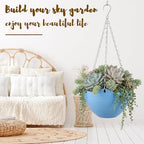 Zopeal 16 Pack Self Watering Hanging Planters 8 Inch Garden Flower Plant Pot Container with Drainer and Chain Round Hanging Pot Plant Basket for Indoor Outdoor Plants(Blue) - color: Blue
