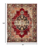 SAFAVIEH Vintage Hamadan Collection Area Rug - 6'7" x 9', Red & Multi, Oriental Traditional Persian Design, Non-Shedding & Easy Care, Ideal for High Traffic Areas in Living Room, Bedroom (VTH219A)