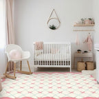 Drydiet Rug Boho Area Rugs 4'x6' Cute Sweet Scalloped Throw Rugs Aesthetic Soft Bedroom Carpet for Living Room Dining Playroom Nursery Family Indoor Dorm(Pink Bow) - style: Pink Bow