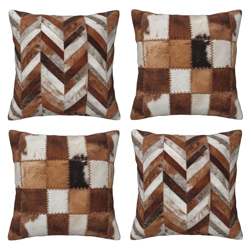 Cow Print Throw Pillow Covers 18 X 18 Inch Set of 4 Decorative Cushion Cover Home Decor for Sofa Chair Couch Bedroom Living Room - color: Cow Print