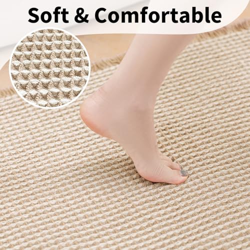 Waffle Bath Mat - Boho Bathroom Rugs Non Slip Washable, Super Absorbent & Quick Dry, Soft Bath Mat Farmhouse Bathroom Decor, 20'' x 32'', Khaki and White - color: Khaki & White, size: 20'' X 32''