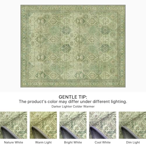 Bavni 2x3 Entryway Rug Bathroom Rugs for Front Door Bedroom Bathroom Kitchen, Washable Vintage Print Carpet, Ultra-Thin Chenille Lightweight Rug with Non Slip Backing, Light Green - color: Light Green, size: 2' x 3' (Rectangular)