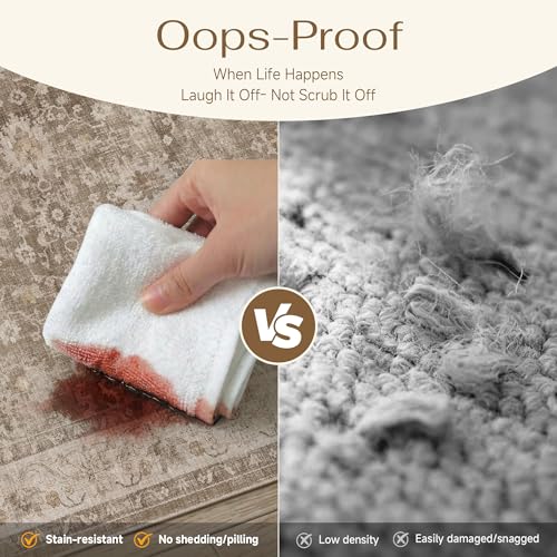 HUGEAR 2x3 Entryway Rug Taupe Machine Washable Rug Room Decor Vintage Distressed Small Area Rugs Indoor Door Mat Low Pile Non Slip Carpet for Kitchen Living Bedroom Soft Lightweight - color: A| Taupe, size: 2' x 3' (Rectangular)