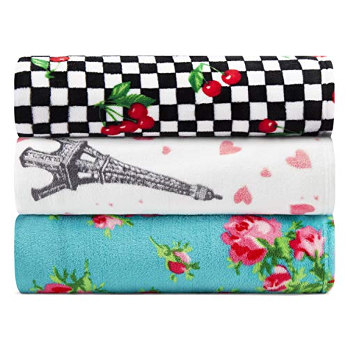 Betsey Johnson - Oversized Throw Blanket 50x70, Ultra-Soft Plush Bedding for Couch or Bed, Cozy & Lightweight, Soft Blanket with Cherry Checker Print (Red) - color: Cherry Checker