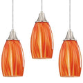 karyfine Art Glass Mini Pendant Lights for Kithen Island Blown Glass Pendant Lighting Shade with Brushed Nickel Finish 3Pack Hanging Pendant Light Kitchen Counter,Dining/Living Room Red Orange - color: Mixed Red Orange and Yellow -3Packs