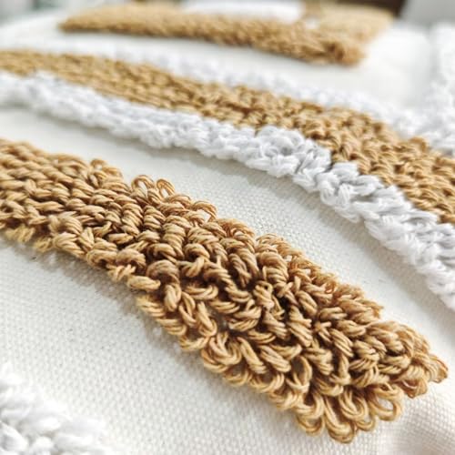Andreannie Pack of 2 Boho Tufting Throw Pillow Cover Embroidered Textured Cushion Cover with Tassels Soft Home Decororative for Couch Sofa 18x18 inch (Brown) - color: Brown