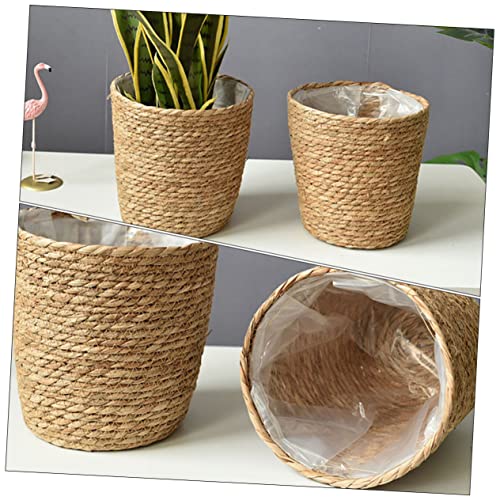 BESPORTBLE Planter Straw Woven Basket Plant Vase Liner for Home Decor Centerpiece
